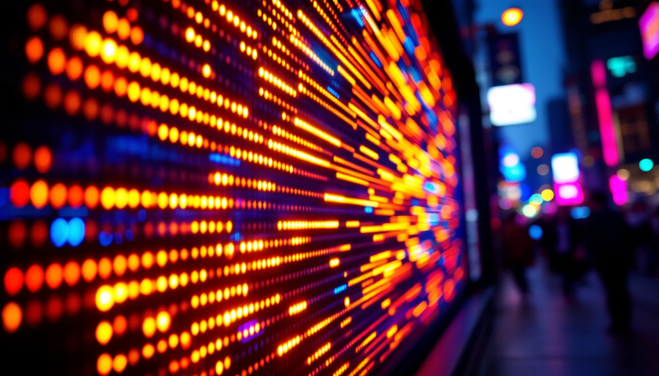 A photograph of a vibrant led display in action