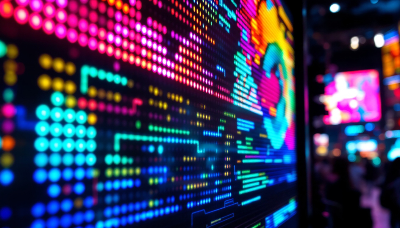 A photograph of a vibrant led display in action