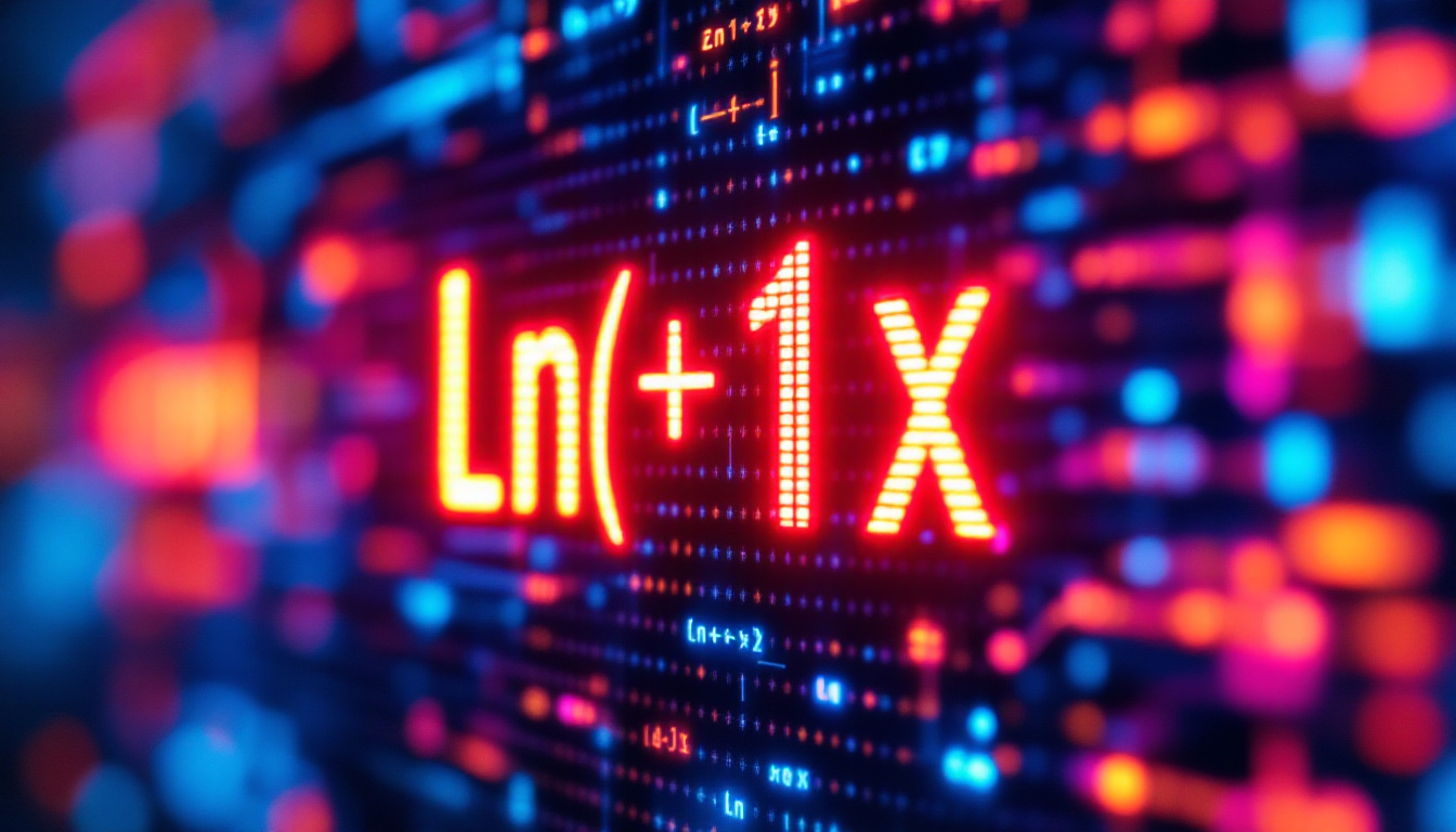 A photograph of a close-up of an led display showcasing the mathematical representation of the power series for ln(1+x)