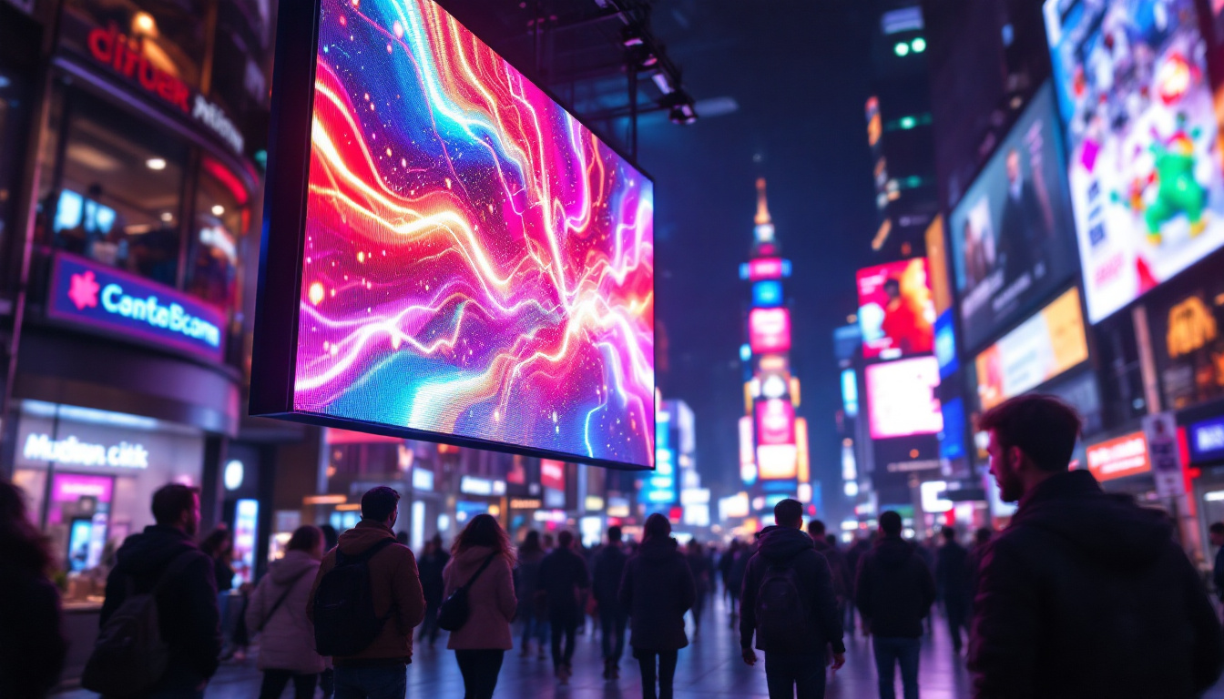 A photograph of a vibrant led display in action