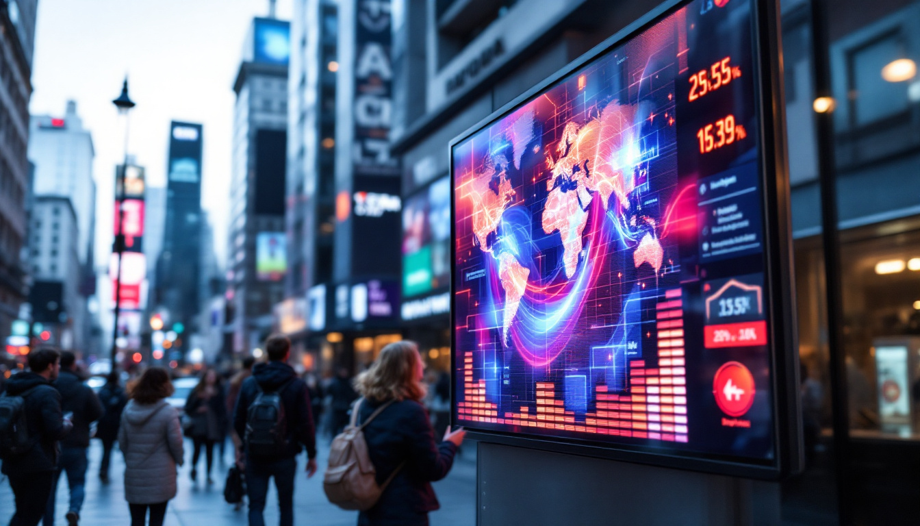 A photograph of a vibrant led display showcasing dynamic content