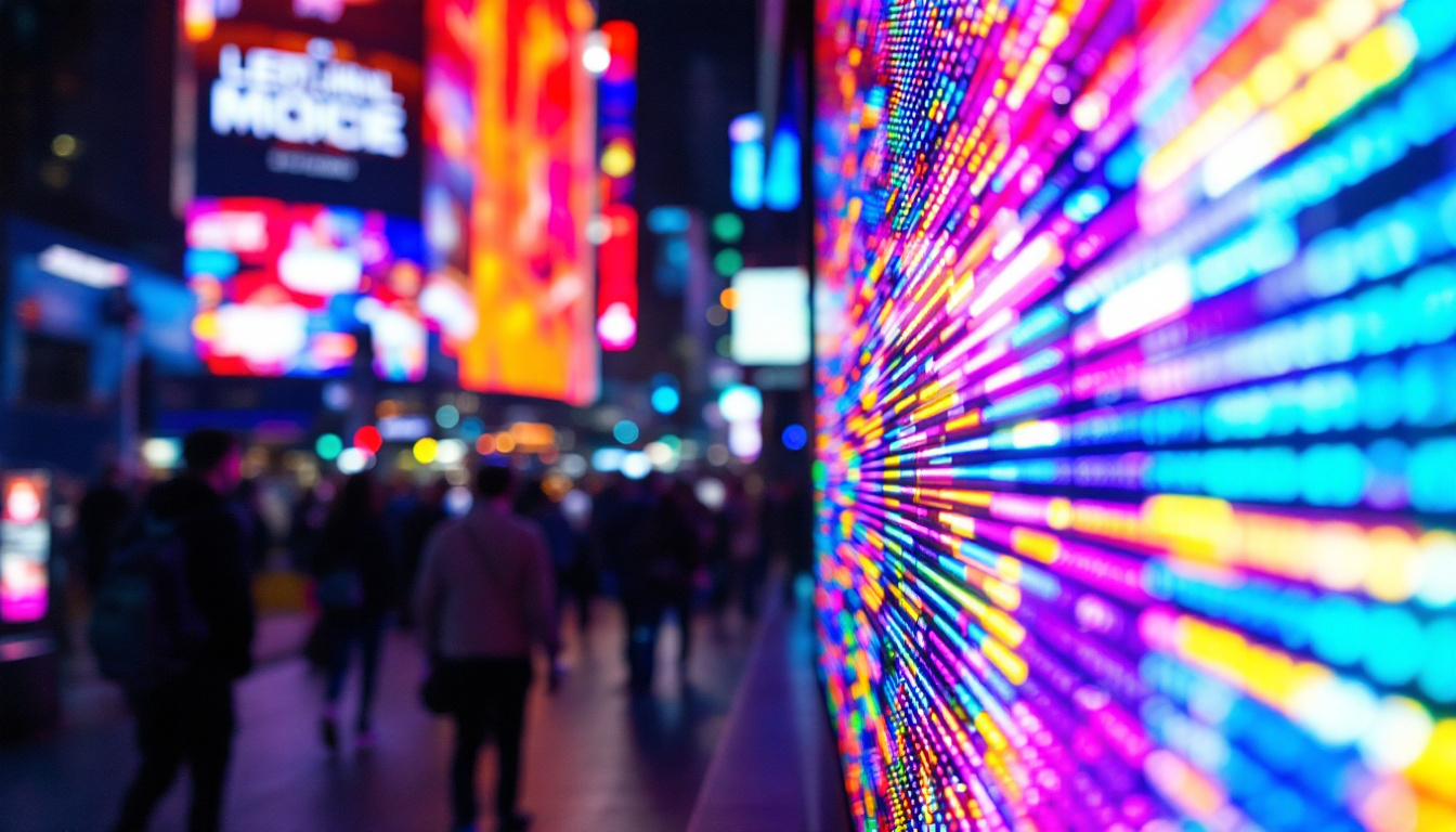 A photograph of a vibrant led display in use