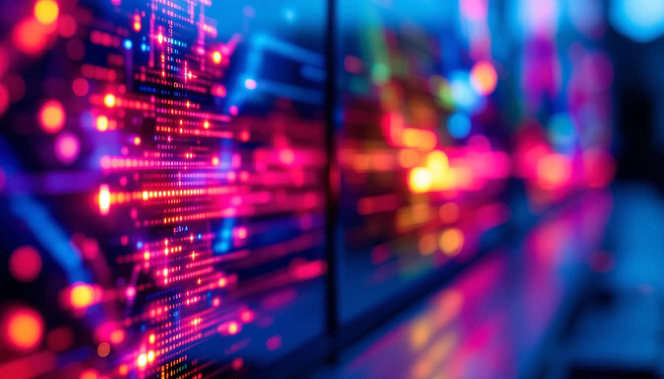 A photograph of a close-up shot of a high-resolution led display showcasing vibrant colors and intricate details