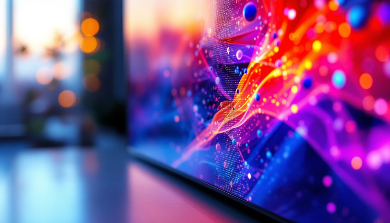 A photograph of a close-up shot of a micro-led tv screen displaying vibrant colors and intricate details