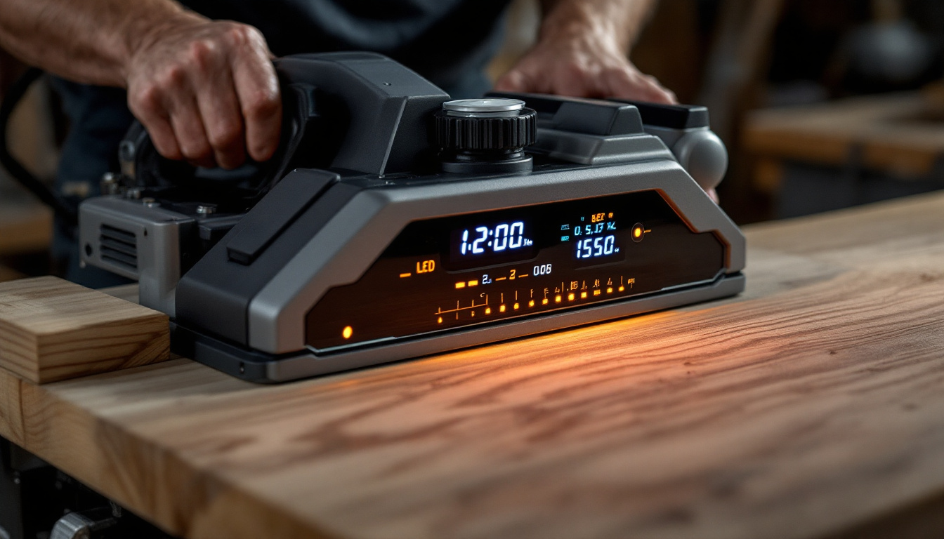 A photograph of a double-sided planer in action