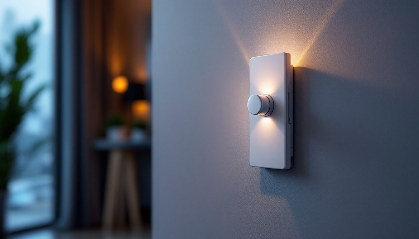 A photograph of a narrow light switch cover featuring an integrated led display