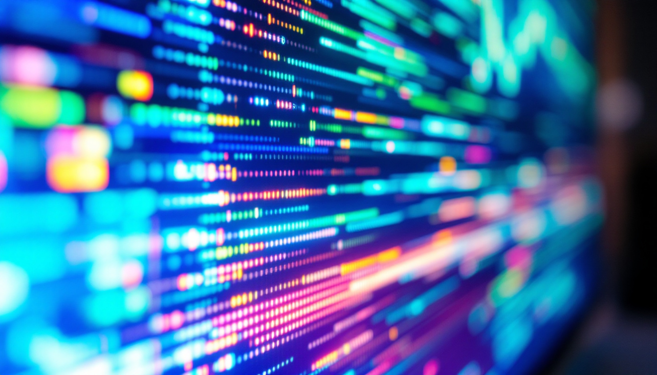 A photograph of a close-up of a modern led monitor displaying a vibrant image with visible horizontal lines or artifacts