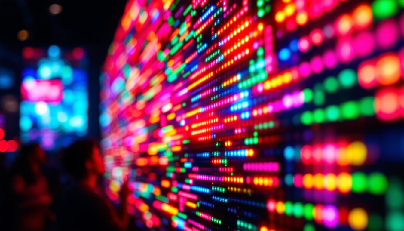 A photograph of a vibrant led display in action