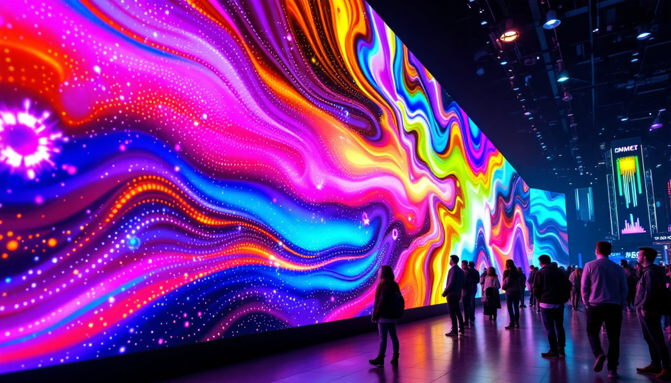 A photograph of a vibrant led display in action