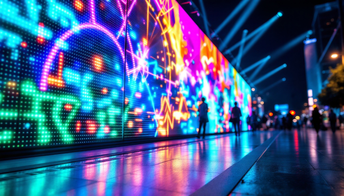 A photograph of a vibrant led display in action