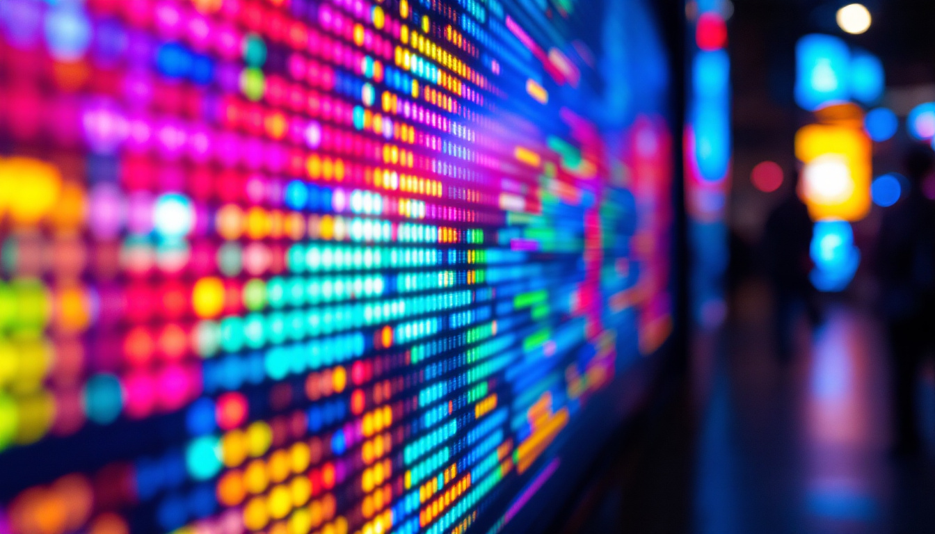 A photograph of capture a photograph of a close-up view of a vibrant led display in action
