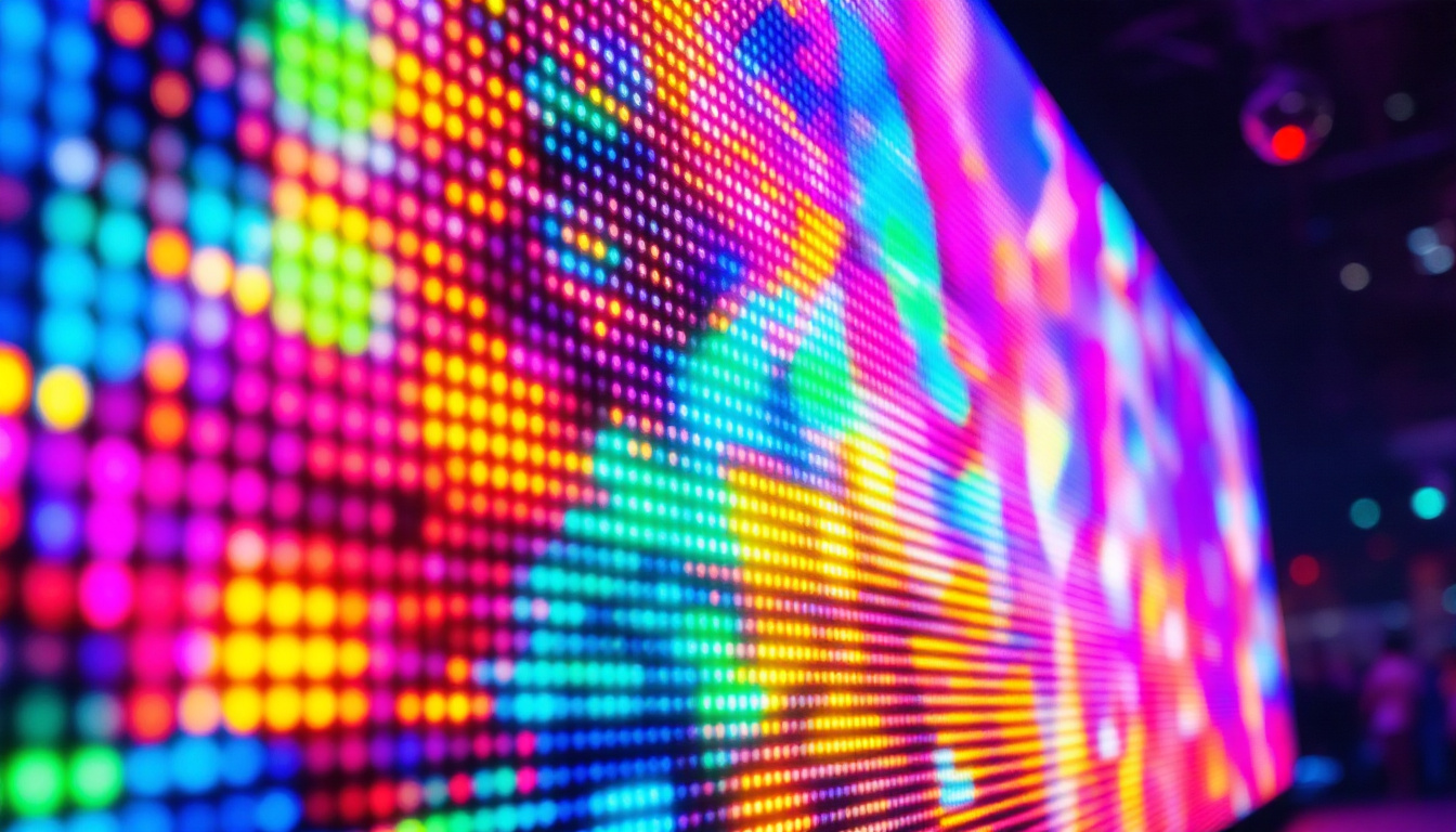 A photograph of a vibrant led display in action