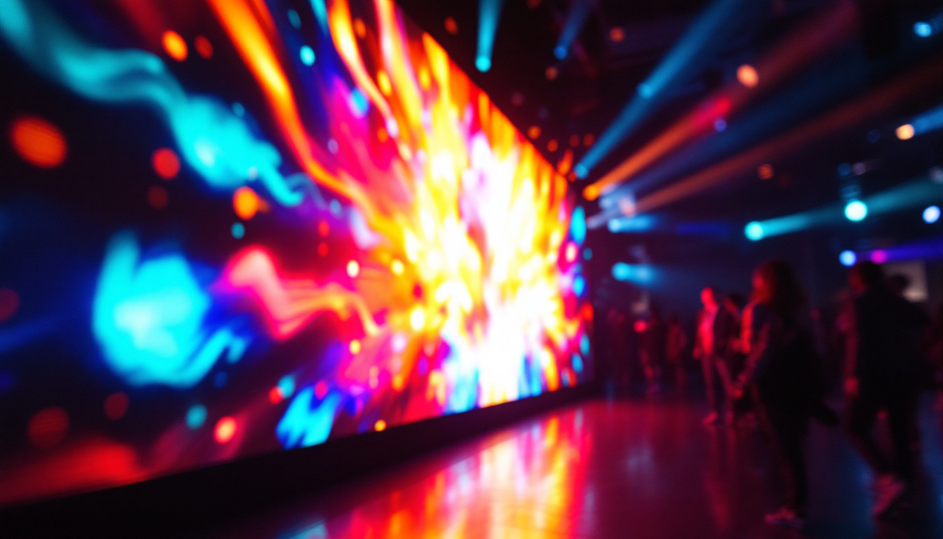 A photograph of a vibrant led display in action