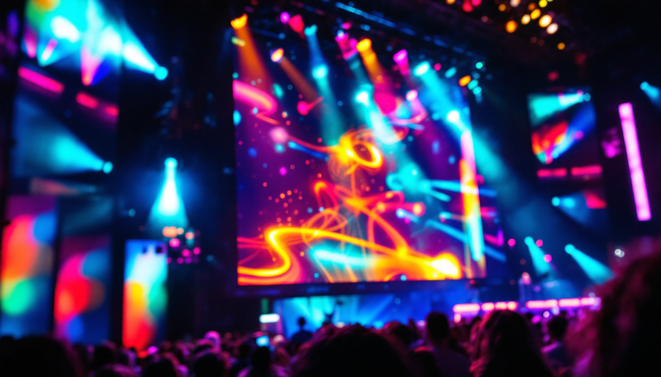A photograph of a vibrant led display in action