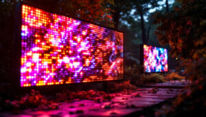 A photograph of a vibrant outdoor led display in action