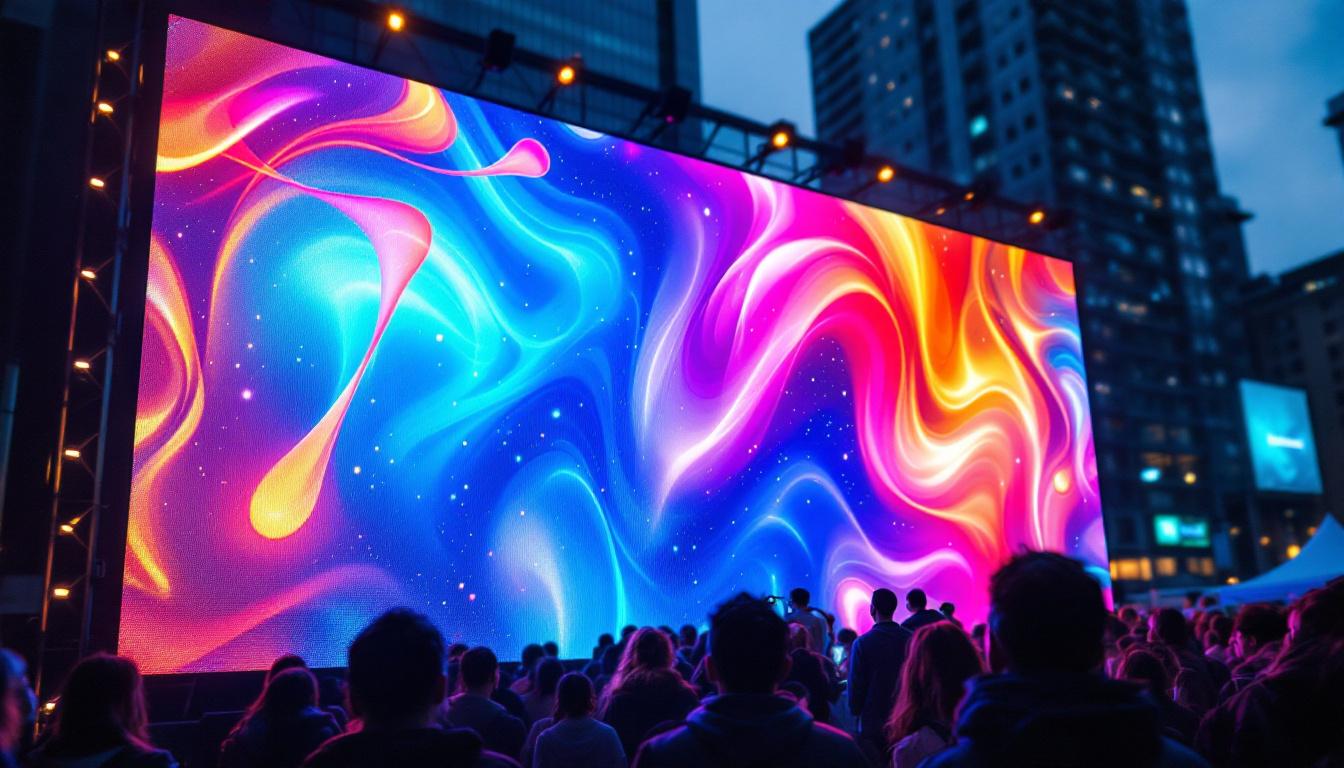 A photograph of a vibrant led display in action