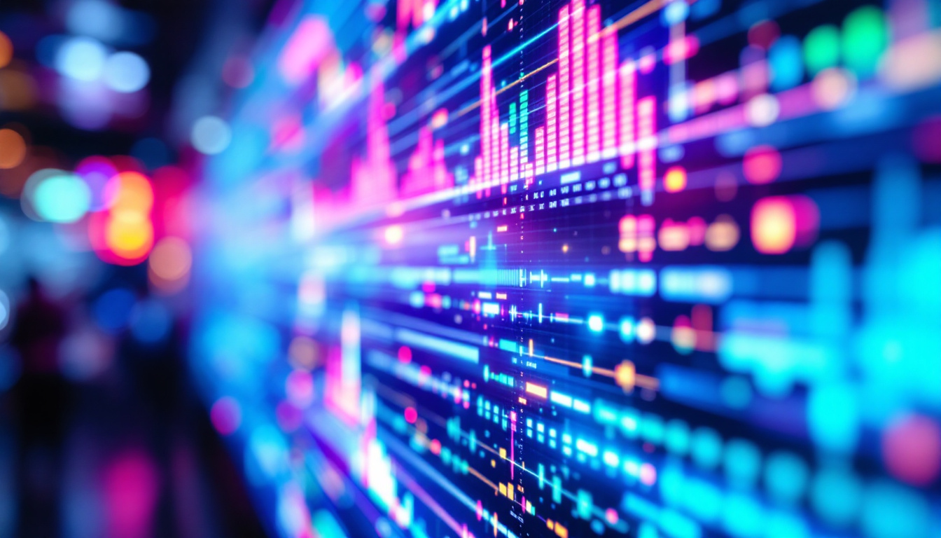 A photograph of a vibrant led display showcasing dynamic visuals