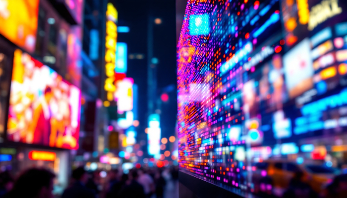 A photograph of a vibrant led display in action