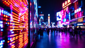 A photograph of capture a photograph of a vibrant led display in action
