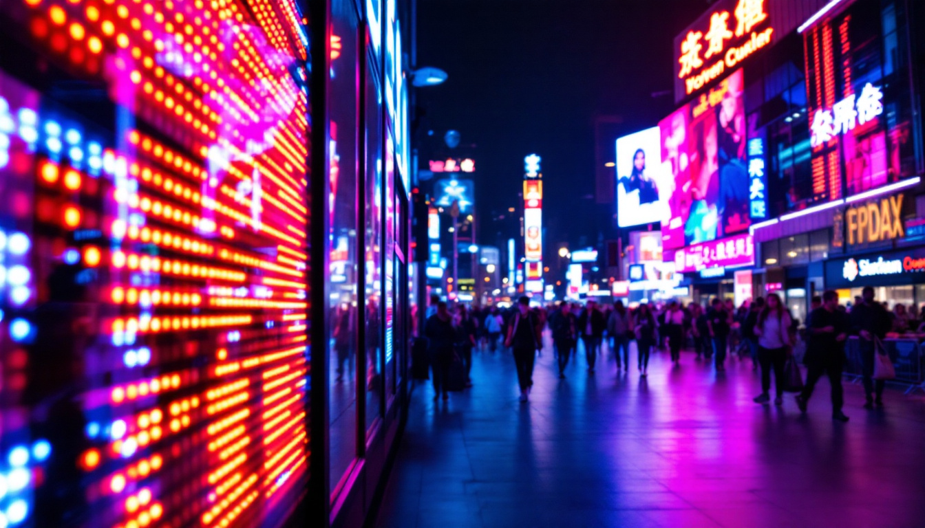 A photograph of capture a photograph of a vibrant led display in action