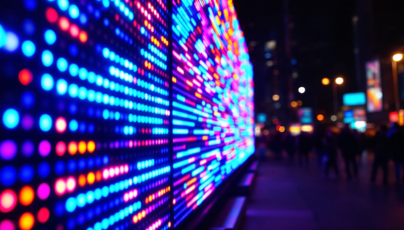 A photograph of a vibrant led display in action