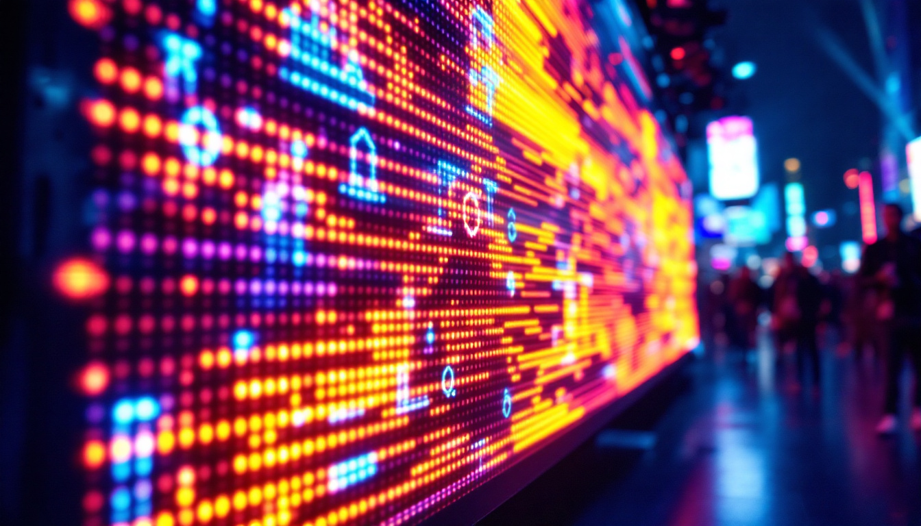 A photograph of a vibrant led display in action