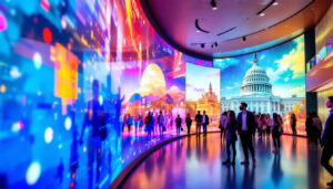A photograph of capture a photograph of the u.s. capitol visitor center's striking led display