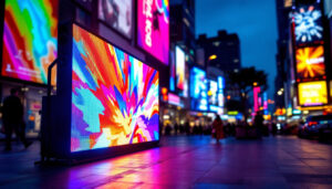A photograph of a vibrant led display in action