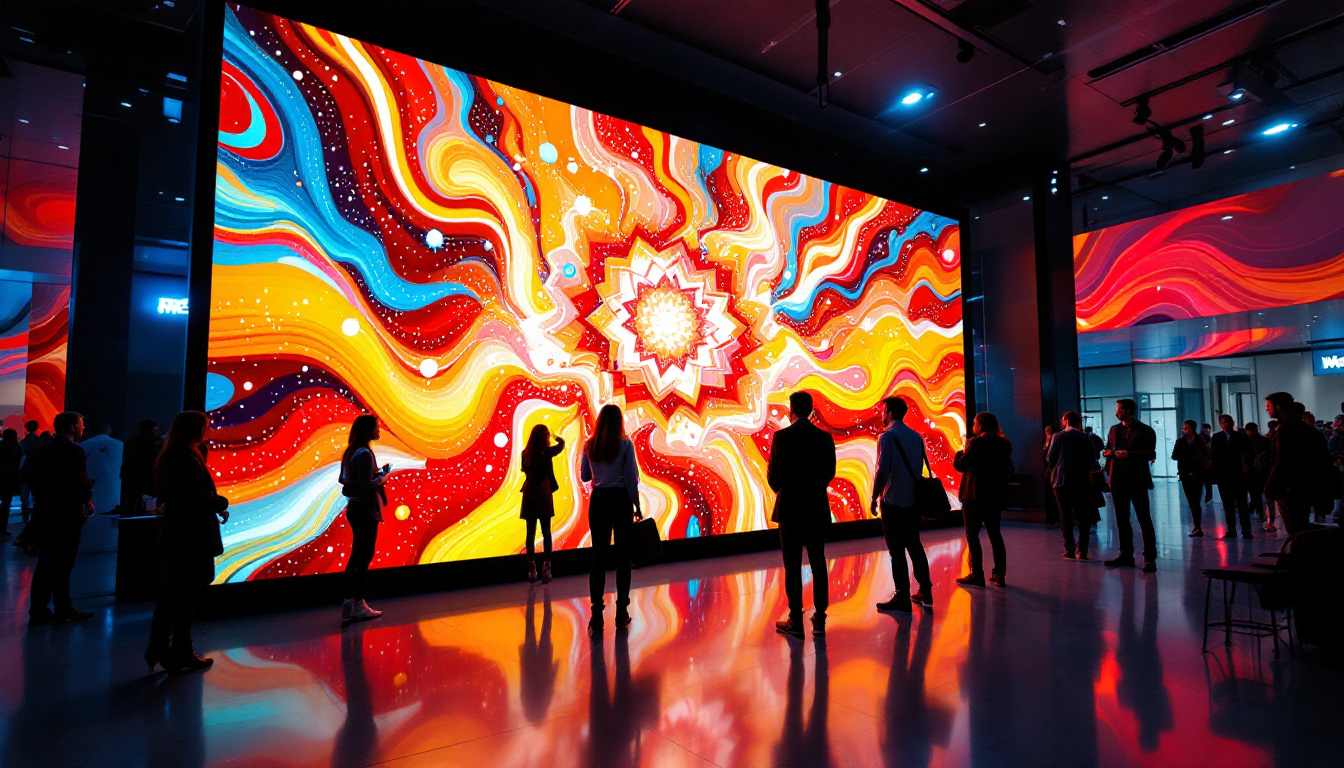 A photograph of a vibrant led display in an urban setting
