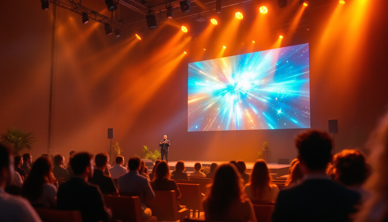 A photograph of a vibrant led screen in a church setting
