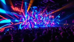 A photograph of the vibrant led display at wall nightclub