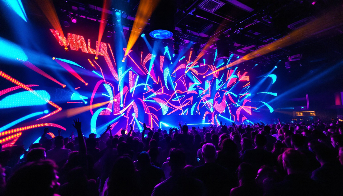 A photograph of the vibrant led display at wall nightclub
