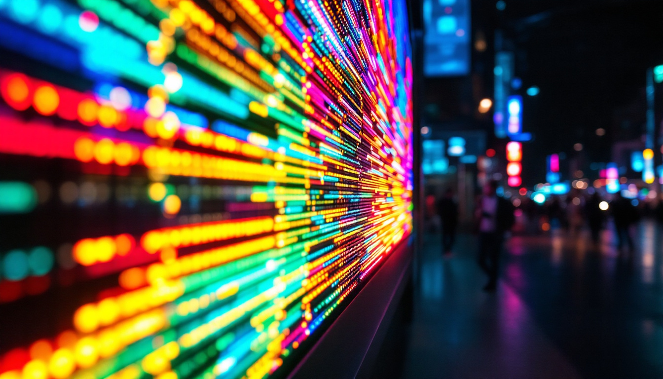 A photograph of capture a photograph of a vibrant led display in action