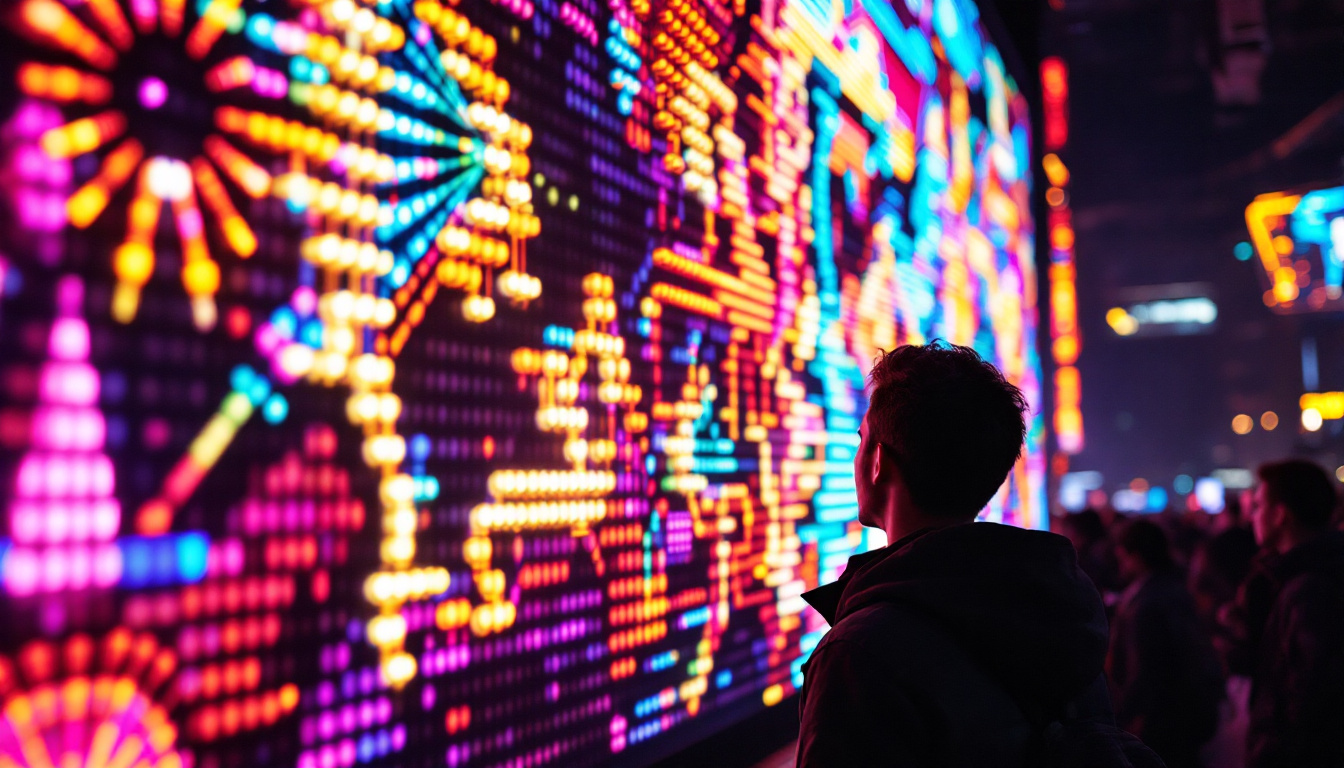A photograph of a vibrant led display in action
