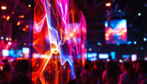 A photograph of capture a photograph of a vibrant led screen in use at an event