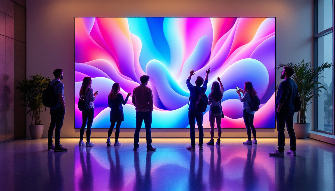 A photograph of a vibrant samsung led wall display in a dynamic setting