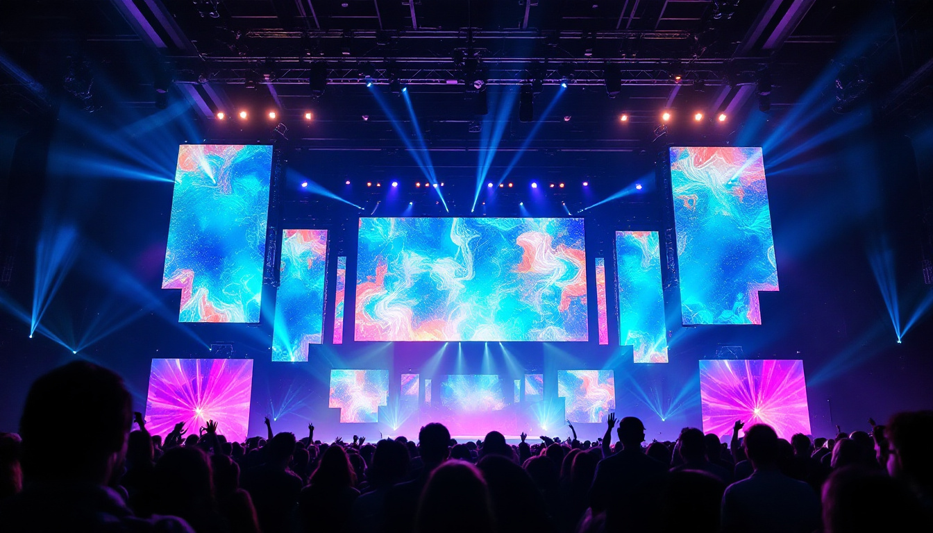 A photograph of a vibrant led display in action during a live event