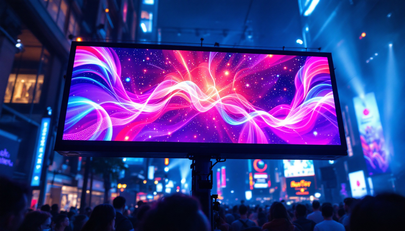 A photograph of a vibrant led display in action