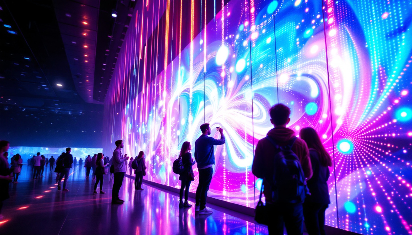 A photograph of a vibrant led curtain screen in a dynamic setting