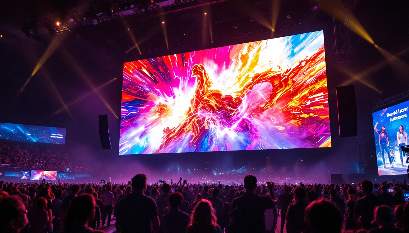 A photograph of capture a photograph of the world's largest jumbotron in action
