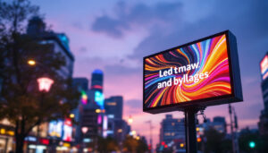 A photograph of capture a photograph of a vibrant outdoor led display sign in action