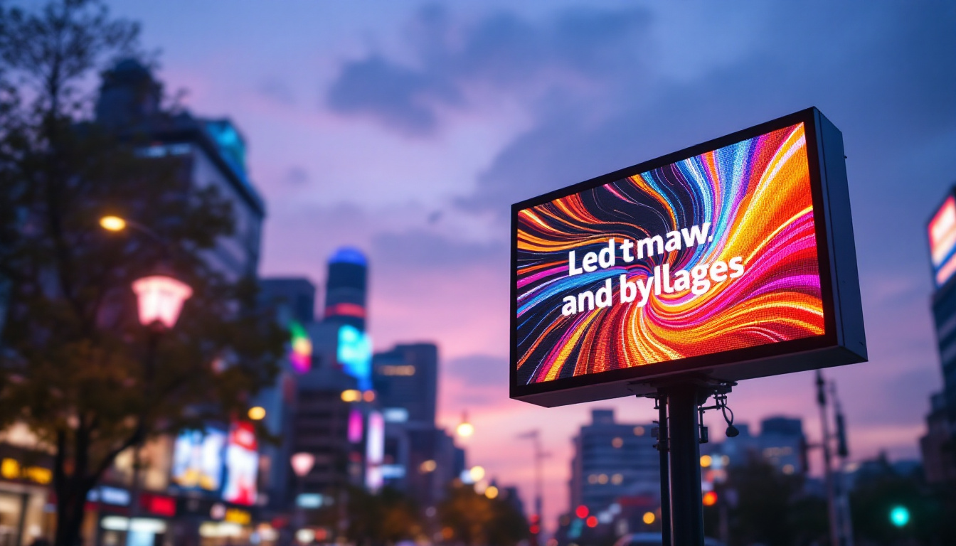 A photograph of capture a photograph of a vibrant outdoor led display sign in action