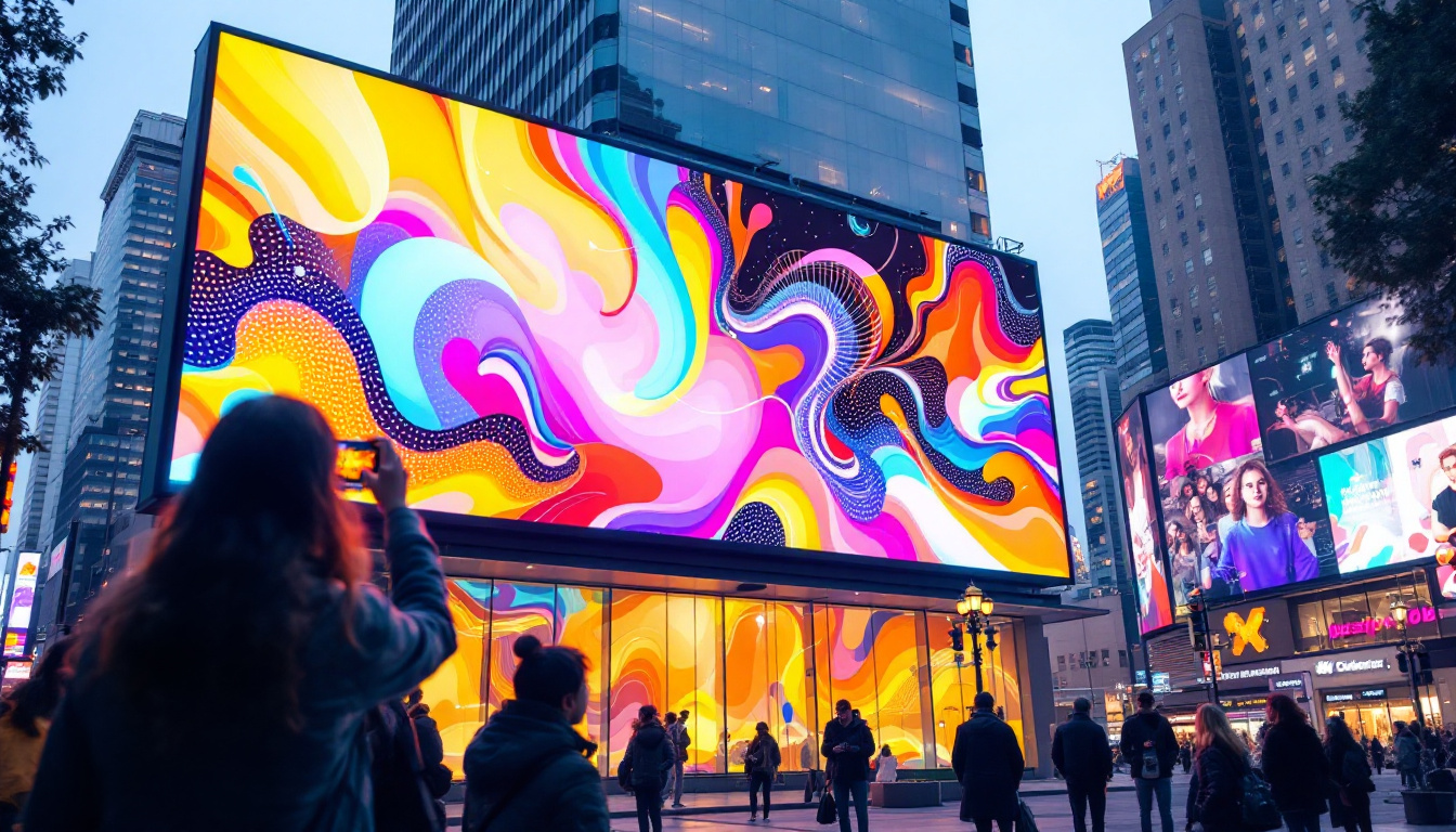 A photograph of a vibrant led billboard in an urban setting