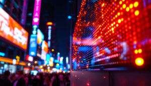 A photograph of a vibrant cob led display in action