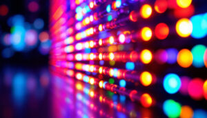 A photograph of a vibrant led display in action