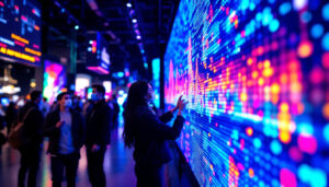 A photograph of a vibrant led display in action