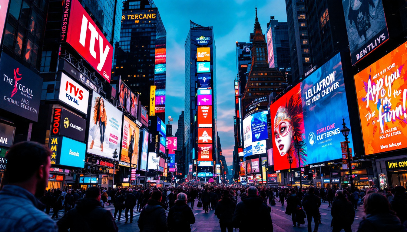 A photograph of capture a photograph of the vibrant led displays in times square at dusk