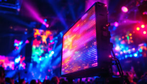 A photograph of a vibrant led display in action