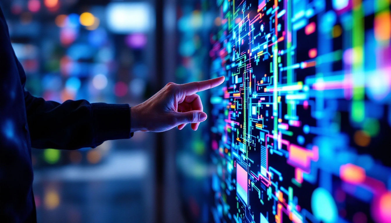A photograph of a vibrant interactive touch screen led display in use