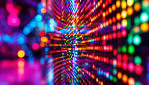 A photograph of capture a photograph of a vibrant led display in action